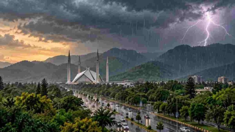 اسلام آباد میں بارش کی پیشگوئی، تیز ہواؤں کا امکان اسلام آباد موسم