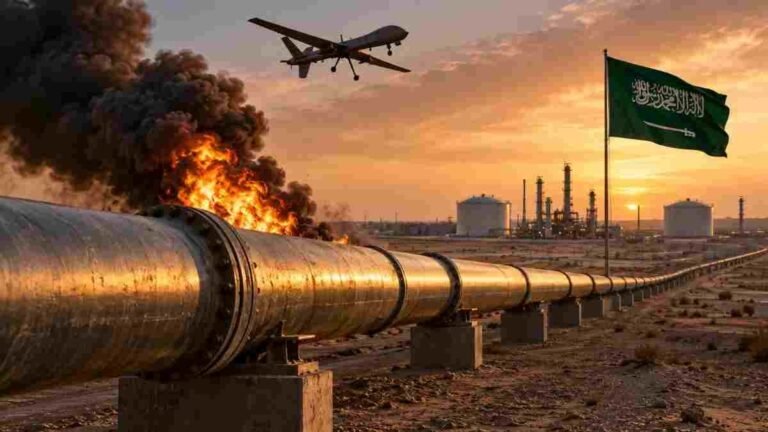 ڈرون حملوں کے بعد سعودی آئل پائپ لائن عارضی بند سعودی آئل پائپ لائن